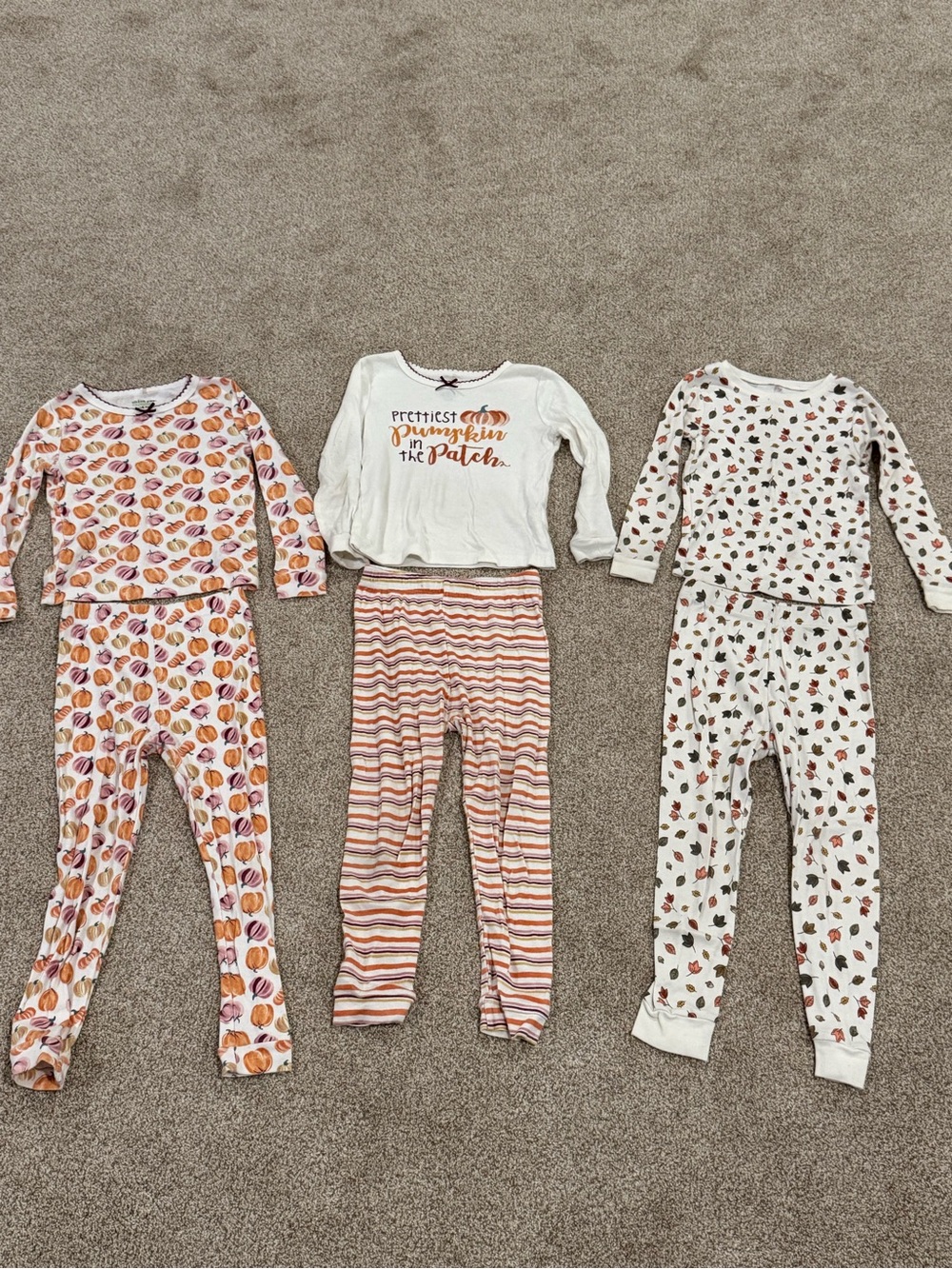 Girls' Fall Autumn Pumpkin Pajama Set Bundle - 5T - chickpea pajamas